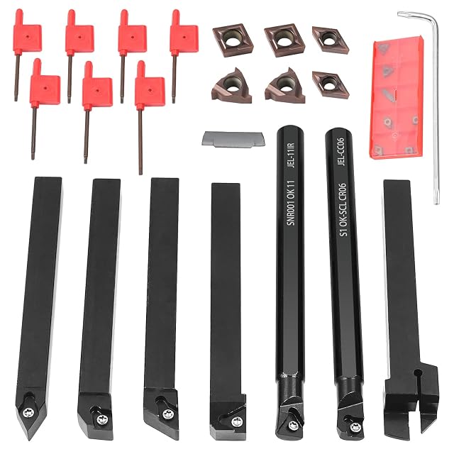 MIRTHBUY Drehmeißelhalter 10 × 10 mm mit Hartmetallplatten, Produktfoto